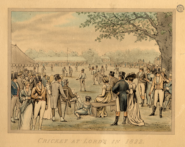 Cricket at Lord’s in 1822. Image property of Westminster City Archives.